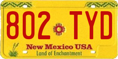 NM license plate 802TYD