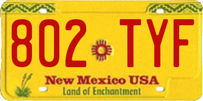 NM license plate 802TYF