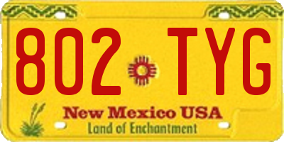 NM license plate 802TYG