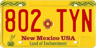 NM license plate 802TYN