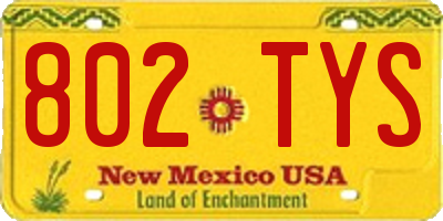 NM license plate 802TYS