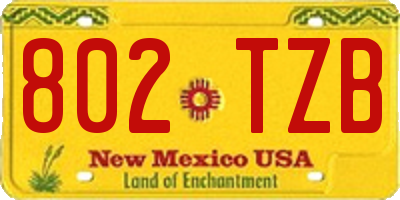 NM license plate 802TZB