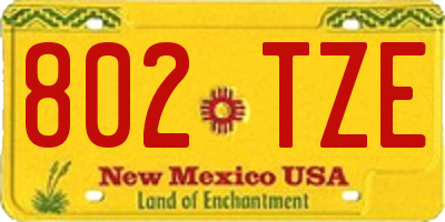 NM license plate 802TZE