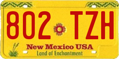 NM license plate 802TZH