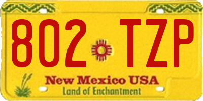 NM license plate 802TZP