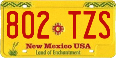 NM license plate 802TZS