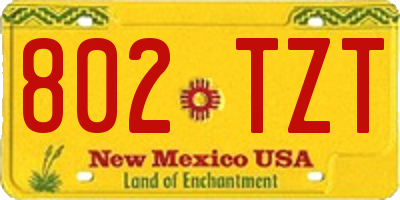 NM license plate 802TZT