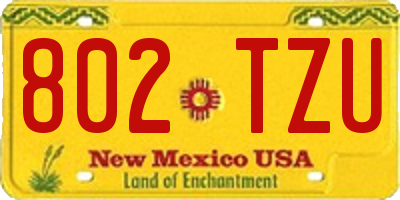 NM license plate 802TZU