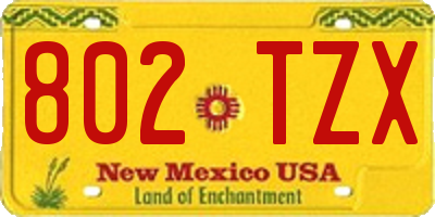 NM license plate 802TZX