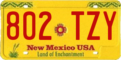 NM license plate 802TZY