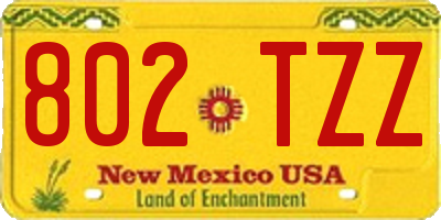 NM license plate 802TZZ