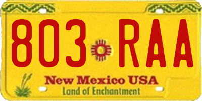 NM license plate 803RAA