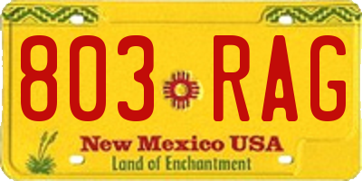 NM license plate 803RAG