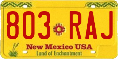 NM license plate 803RAJ