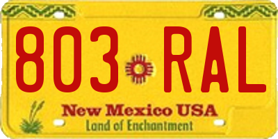 NM license plate 803RAL