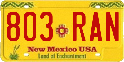 NM license plate 803RAN
