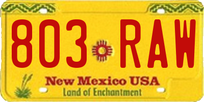 NM license plate 803RAW