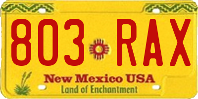 NM license plate 803RAX