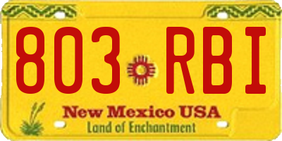 NM license plate 803RBI