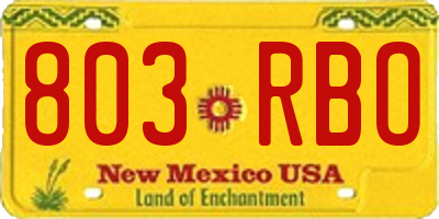 NM license plate 803RBO