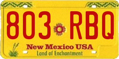 NM license plate 803RBQ