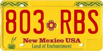 NM license plate 803RBS