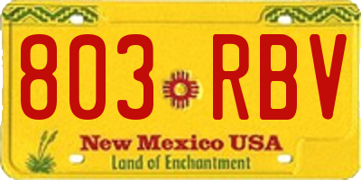 NM license plate 803RBV