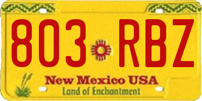 NM license plate 803RBZ