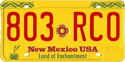 NM license plate 803RCO