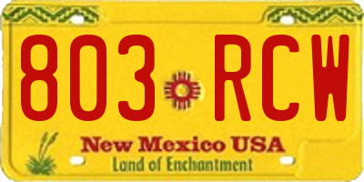 NM license plate 803RCW