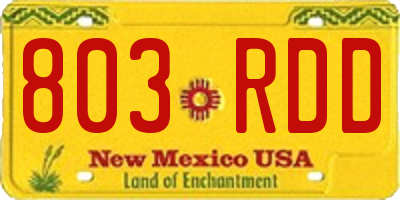 NM license plate 803RDD