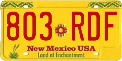 NM license plate 803RDF