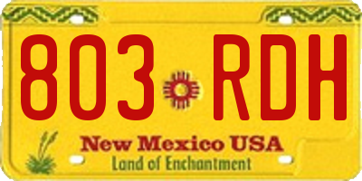 NM license plate 803RDH