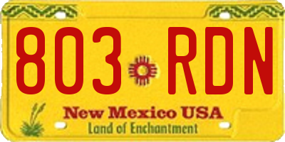 NM license plate 803RDN