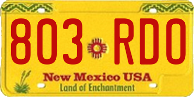 NM license plate 803RDO