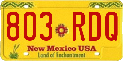 NM license plate 803RDQ