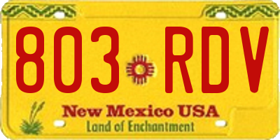 NM license plate 803RDV