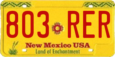 NM license plate 803RER