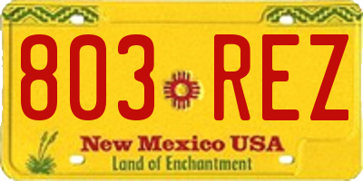 NM license plate 803REZ