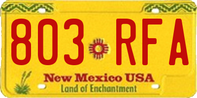 NM license plate 803RFA