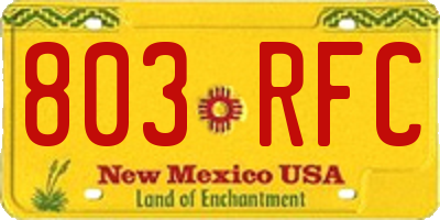 NM license plate 803RFC