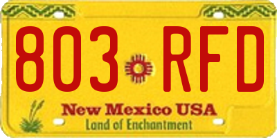 NM license plate 803RFD