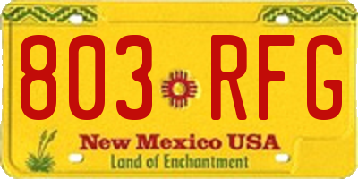 NM license plate 803RFG