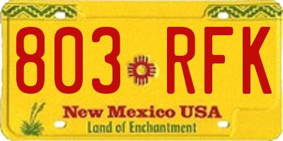NM license plate 803RFK