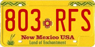 NM license plate 803RFS