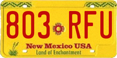 NM license plate 803RFU