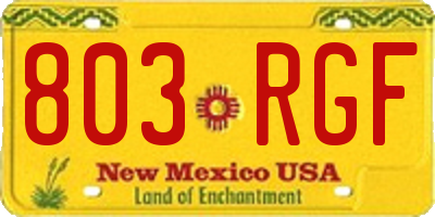 NM license plate 803RGF
