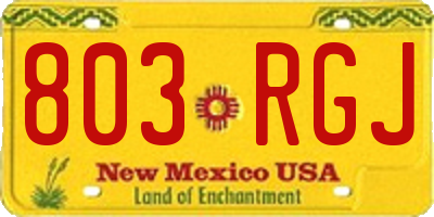 NM license plate 803RGJ