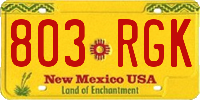 NM license plate 803RGK