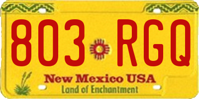 NM license plate 803RGQ